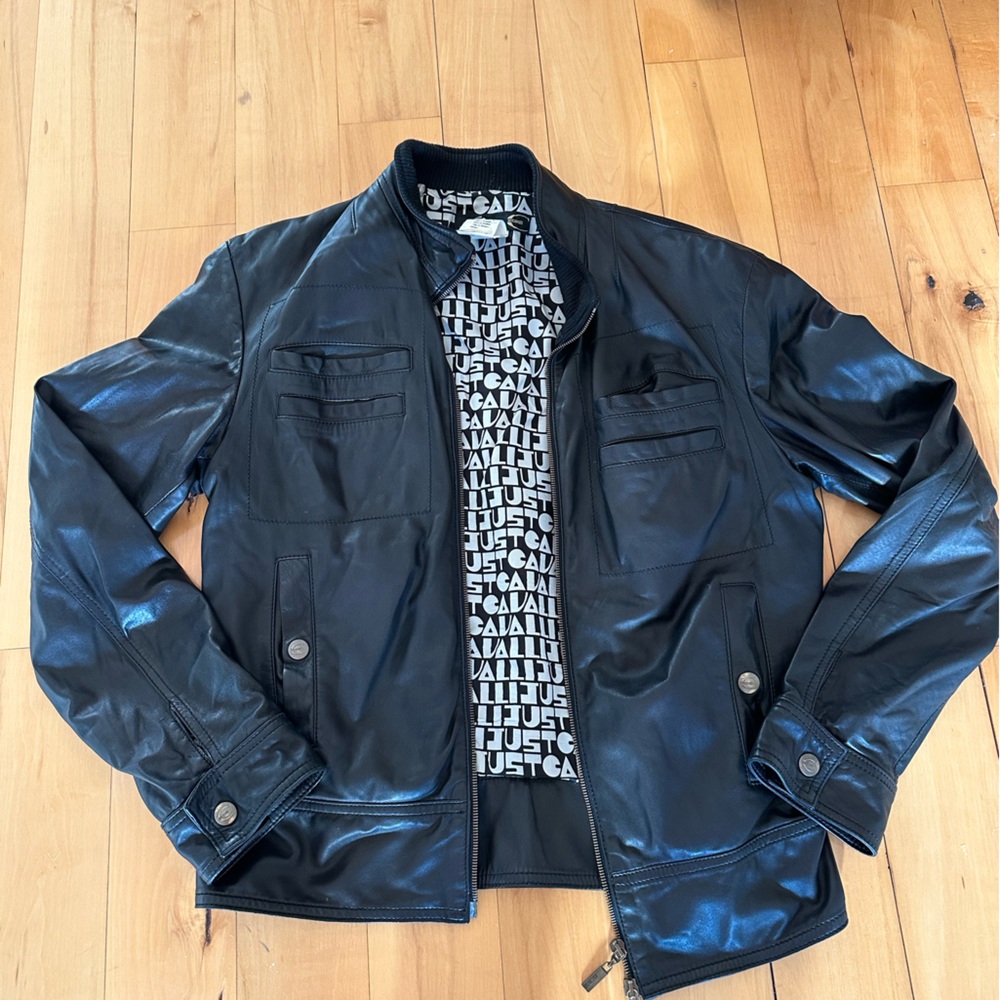 Excellent used condition Cavalli men’s leather jacket